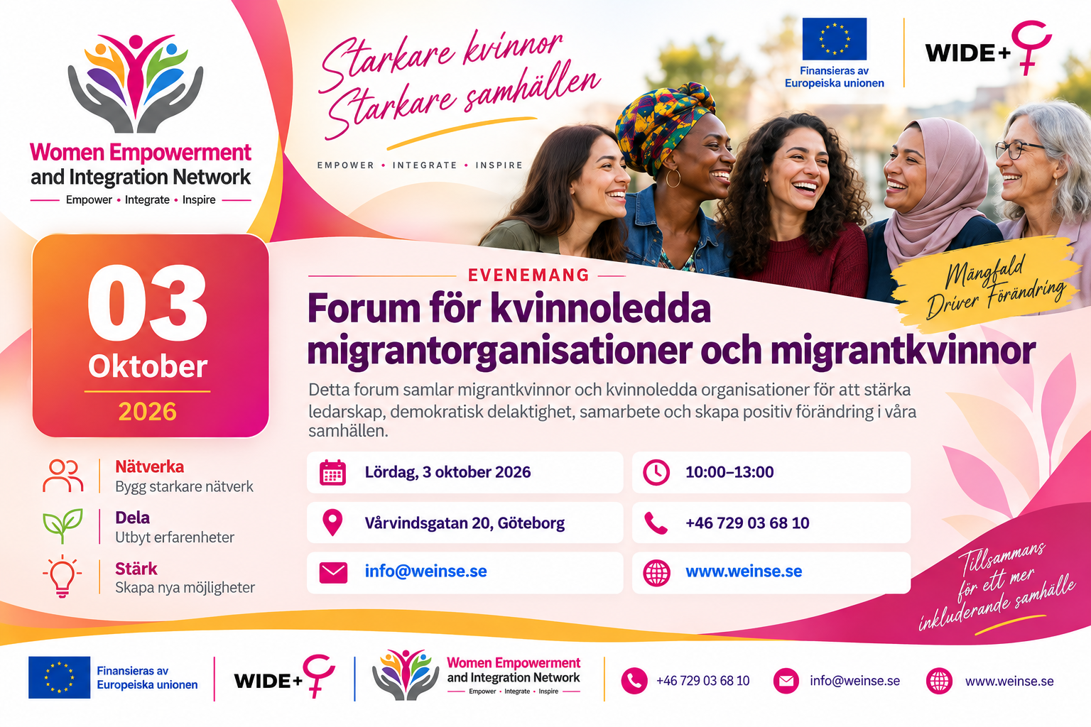 WEINSE Women Migrant Organisation Forum and Network event flyer